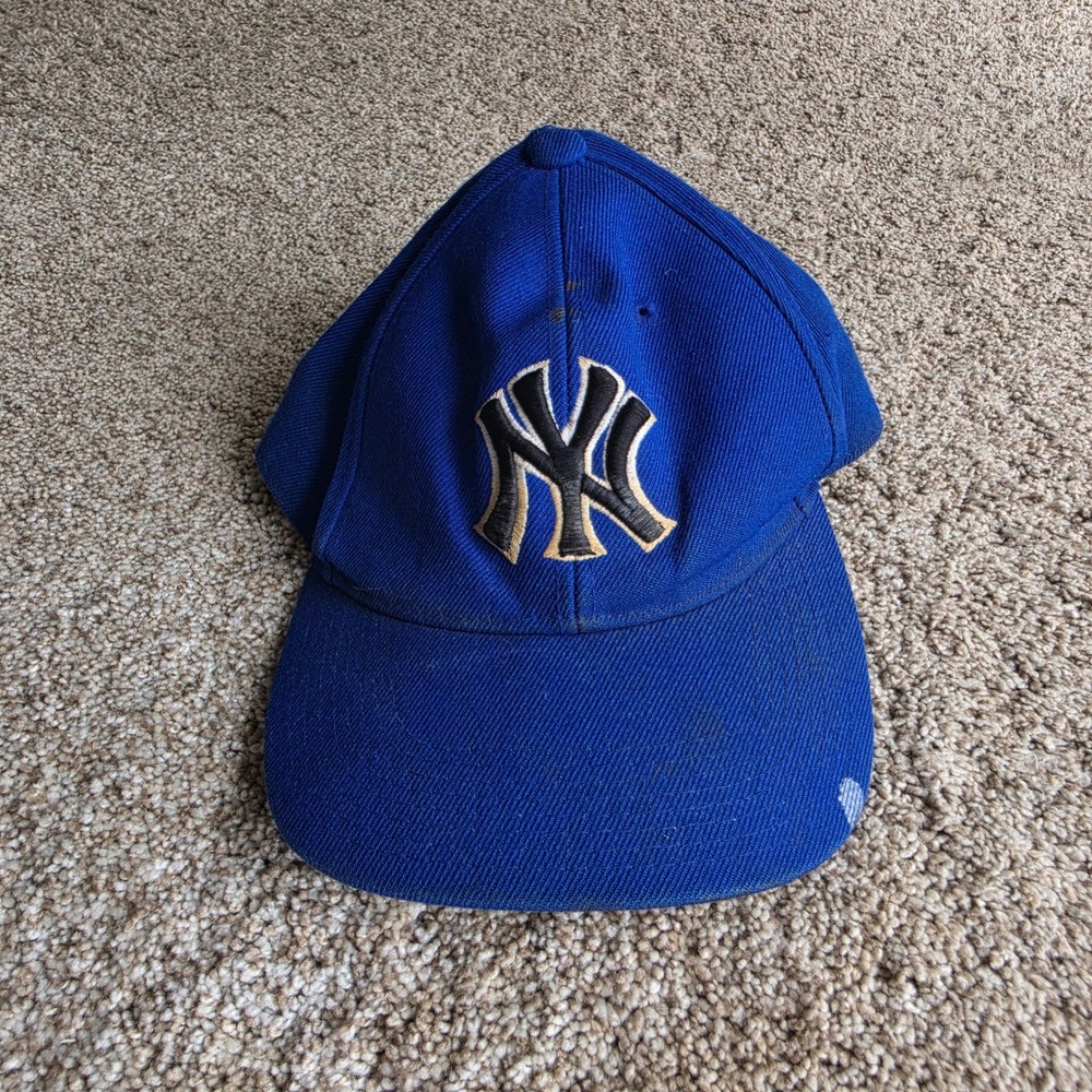 VINTAGE New York Yankees Hat Mens 7 1/8 Wool Blend Blue Fitted MLB Cap Baseball